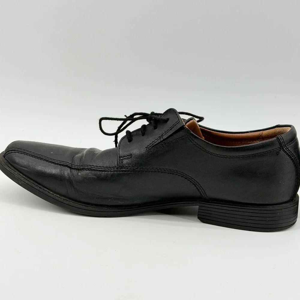 Clarks Mens Black Leather Square Toe Lace Up Derby Dress Shoes 13 M 261103107120